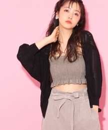 Heather | スカシアミ＊ドルマンカーディガン8分袖 767389(カーディガン/ボレロ)