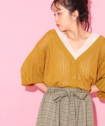 Heather | スカシアミ＊ドルマンカーディガン8分袖 767389(カーディガン/ボレロ)