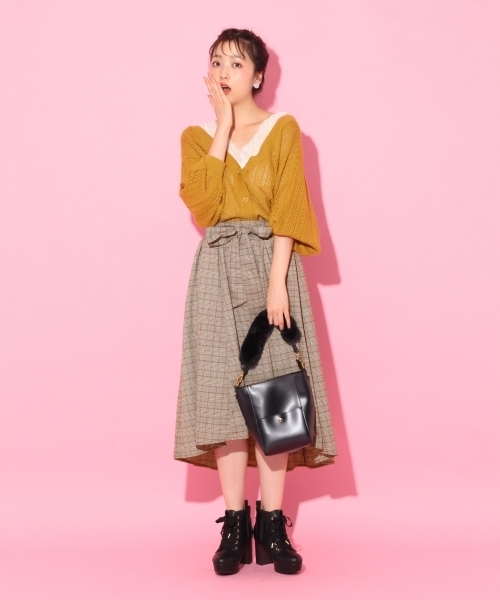 Heather（ヘザー）の「スカシアミドルマンカーディガン8分袖 767389（カーディガン/ボレロ・レディース・ホワイト系その他/イエロー系その他/ピンク系その他/ブラック系その他・FREE）」の7枚目の写真