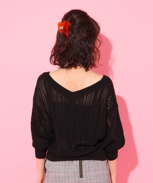 Heather（ヘザー）の「スカシアミドルマンカーディガン8分袖 767389（カーディガン/ボレロ・レディース・ホワイト系その他/イエロー系その他/ピンク系その他/ブラック系その他・FREE）」の9枚目の写真