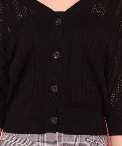 Heather（ヘザー）の「スカシアミドルマンカーディガン8分袖 767389（カーディガン/ボレロ・レディース・ホワイト系その他/イエロー系その他/ピンク系その他/ブラック系その他・FREE）」の11枚目の写真