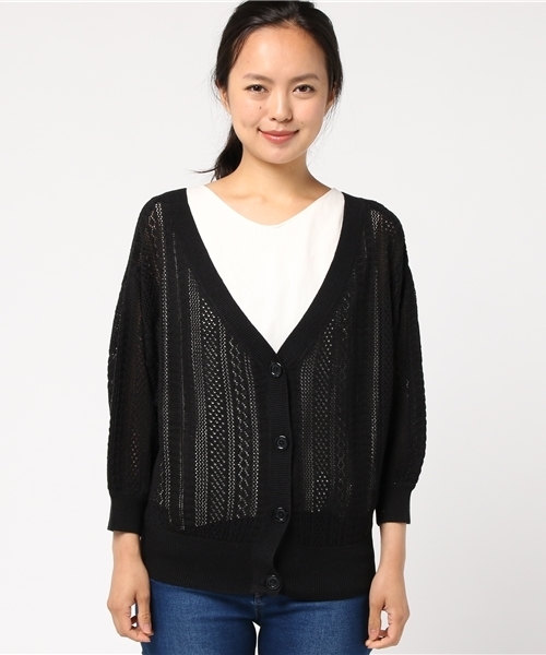 Heather（ヘザー）の「スカシアミドルマンカーディガン8分袖 767389（カーディガン/ボレロ・レディース・ホワイト系その他/イエロー系その他/ピンク系その他/ブラック系その他・FREE）」の20枚目の写真