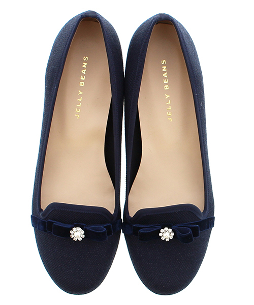 JELLY BEANS(ジェリービーンズ)の「【Made in Japan】ビジューリボンバレエパンプス(125-1388)JELLY BEANS(ジェリービーンズ)(パンプス・レディース・ネイビー/ブラック/グレー/ワイン・22.5/23/23.5/24/24.5)」の3枚目の写真