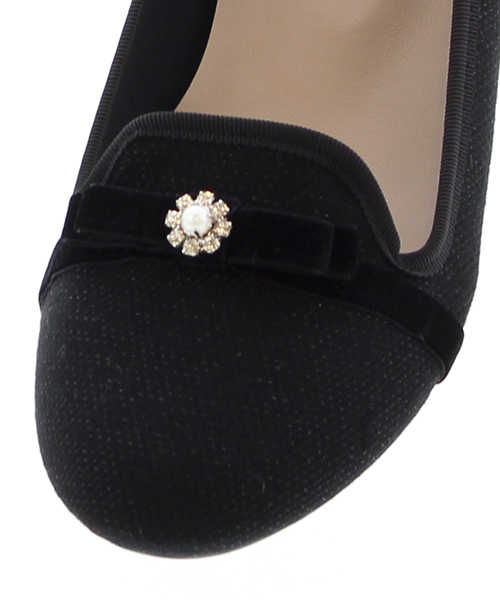 JELLY BEANS(ジェリービーンズ)の「【Made in Japan】ビジューリボンバレエパンプス(125-1388)JELLY BEANS(ジェリービーンズ)(パンプス・レディース・ネイビー/ブラック/グレー/ワイン・22.5/23/23.5/24/24.5)」の7枚目の写真
