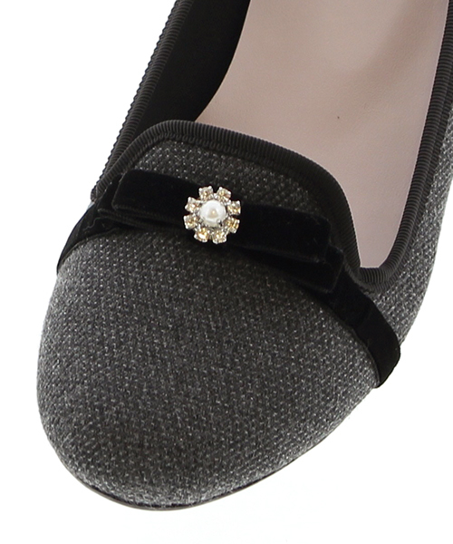 JELLY BEANS(ジェリービーンズ)の「【Made in Japan】ビジューリボンバレエパンプス(125-1388)JELLY BEANS(ジェリービーンズ)(パンプス・レディース・ネイビー/ブラック/グレー/ワイン・22.5/23/23.5/24/24.5)」の8枚目の写真