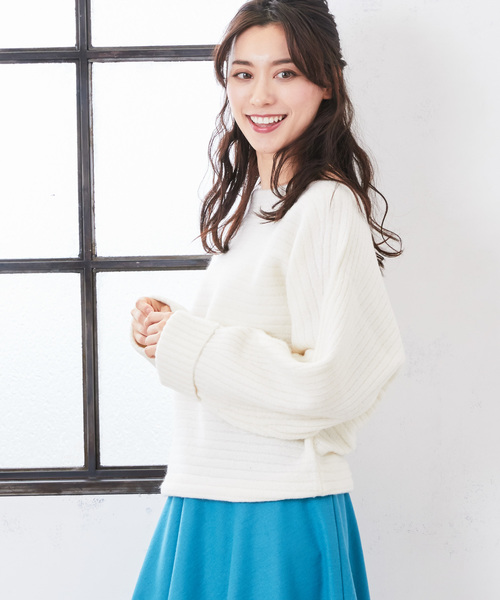 RIVE DROITE（リヴドロワ）の「YAK混ワイドリブドルマンニット（ニット/セーター・レディース・ベージュ/チャコールグレー/オフホワイト・FREE）」の2枚目の写真