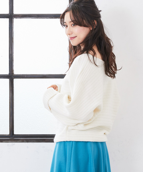 RIVE DROITE（リヴドロワ）の「YAK混ワイドリブドルマンニット（ニット/セーター・レディース・ベージュ/チャコールグレー/オフホワイト・FREE）」の6枚目の写真