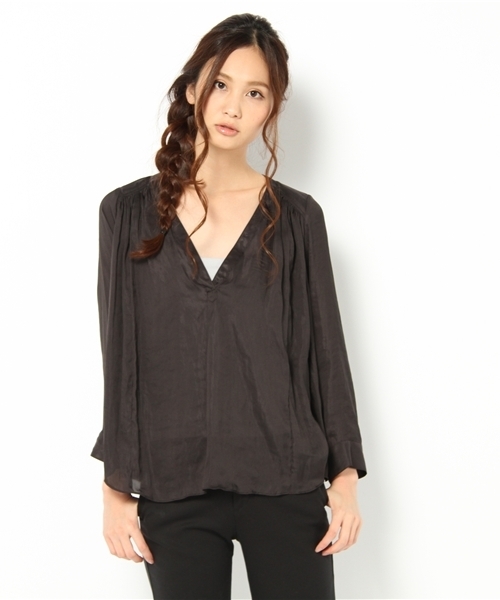 SHIPS for women（シップスフォーウィメン）の「①-0058スキッパー ギャザーブラウス（シャツ/ブラウス・レディース・オフホワイト/ブラック/マスタード・ONE SIZE）」の11枚目の写真