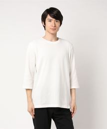 ワッフルクルーネック七分袖T