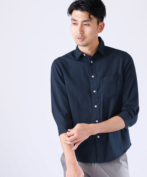 MONO-MART(モノマート)の「ストレッチ綿麻クオーターシャツ LINEN×COTTON(シャツ/ブラウス・メンズ・ホワイト/ブラック/カーキ/ダークグリーン/ネイビー/グレー系その他/ミント/ブルー系その他/ターコイズブルー/ライトイエロー/ピンク系その他/オレンジ系その他/ブルー系その他2/ロイヤルブルー/ライトピンク/ワイン・L/LL/M)」の8枚目の写真