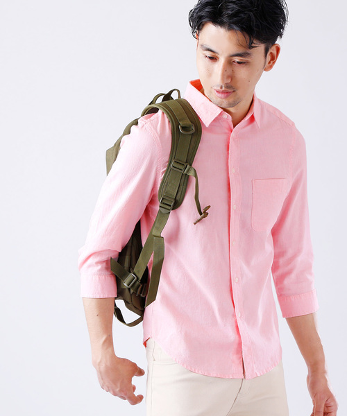 MONO-MART(モノマート)の「ストレッチ綿麻クオーターシャツ LINEN×COTTON(シャツ/ブラウス・メンズ・ホワイト/ブラック/カーキ/ダークグリーン/ネイビー/グレー系その他/ミント/ブルー系その他/ターコイズブルー/ライトイエロー/ピンク系その他/オレンジ系その他/ブルー系その他2/ロイヤルブルー/ライトピンク/ワイン・L/LL/M)」の13枚目の写真