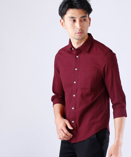 MONO-MART(モノマート)の「ストレッチ綿麻クオーターシャツ LINEN×COTTON(シャツ/ブラウス・メンズ・ホワイト/ブラック/カーキ/ダークグリーン/ネイビー/グレー系その他/ミント/ブルー系その他/ターコイズブルー/ライトイエロー/ピンク系その他/オレンジ系その他/ブルー系その他2/ロイヤルブルー/ライトピンク/ワイン・L/LL/M)」の15枚目の写真