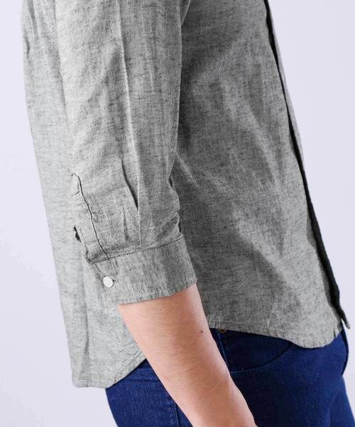 MONO-MART(モノマート)の「ストレッチ綿麻クオーターシャツ LINEN×COTTON(シャツ/ブラウス・メンズ・ホワイト/ブラック/カーキ/ダークグリーン/ネイビー/グレー系その他/ミント/ブルー系その他/ターコイズブルー/ライトイエロー/ピンク系その他/オレンジ系その他/ブルー系その他2/ロイヤルブルー/ライトピンク/ワイン・L/LL/M)」の21枚目の写真