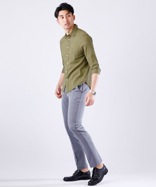 MONO-MART(モノマート)の「ストレッチ綿麻クオーターシャツ LINEN×COTTON(シャツ/ブラウス・メンズ・ホワイト/ブラック/カーキ/ダークグリーン/ネイビー/グレー系その他/ミント/ブルー系その他/ターコイズブルー/ライトイエロー/ピンク系その他/オレンジ系その他/ブルー系その他2/ロイヤルブルー/ライトピンク/ワイン・L/LL/M)」の22枚目の写真