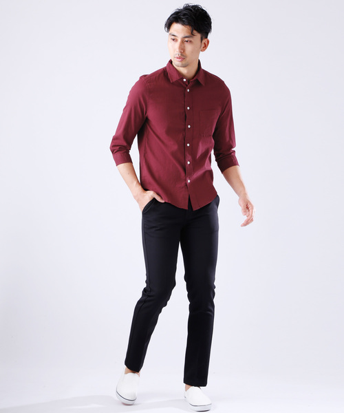 MONO-MART(モノマート)の「ストレッチ綿麻クオーターシャツ LINEN×COTTON(シャツ/ブラウス・メンズ・ホワイト/ブラック/カーキ/ダークグリーン/ネイビー/グレー系その他/ミント/ブルー系その他/ターコイズブルー/ライトイエロー/ピンク系その他/オレンジ系その他/ブルー系その他2/ロイヤルブルー/ライトピンク/ワイン・L/LL/M)」の20枚目の写真