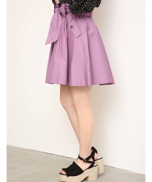 one after another NICE CLAUP（ワンアフターアナザーナイスクラップ）の「前リボンフレアスカート（スカート・レディース・ベージュ/パープル/グリーン/チェック・FREE）」の9枚目の写真