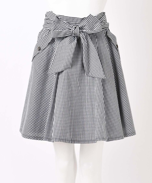 one after another NICE CLAUP（ワンアフターアナザーナイスクラップ）の「前リボンフレアスカート（スカート・レディース・ベージュ/パープル/グリーン/チェック・FREE）」の12枚目の写真