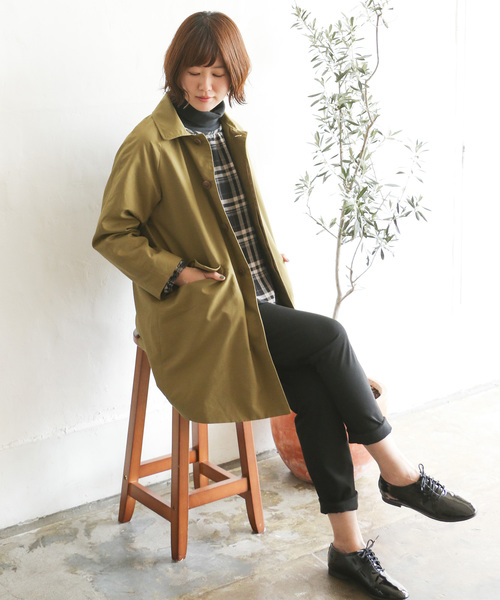 LBC(エルビーシー)の「ステンカラーコート(ステンカラーコート・レディース・ネイビー/オリーブ/オレンジ・M/L)」の2枚目の写真