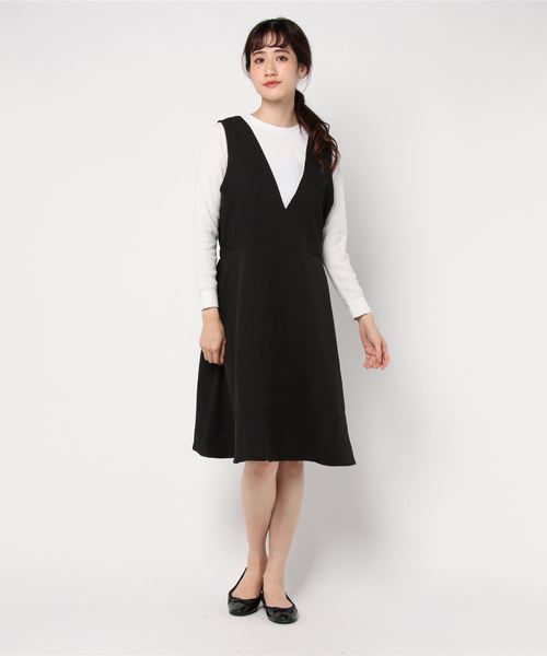 GeeRA（ジーラ）の「深Ｖネックジャンスカ（ジャンパースカート・レディース・ブラック/ネイビー/モカ・SMALL/X-LARGE/MEDIUM/LARGE/XX-LARGE）」の7枚目の写真