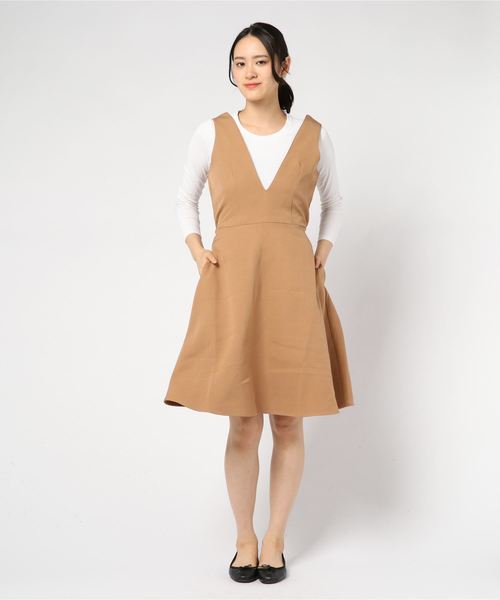 GeeRA（ジーラ）の「深Ｖネックジャンスカ（ジャンパースカート・レディース・ブラック/ネイビー/モカ・SMALL/X-LARGE/MEDIUM/LARGE/XX-LARGE）」の8枚目の写真