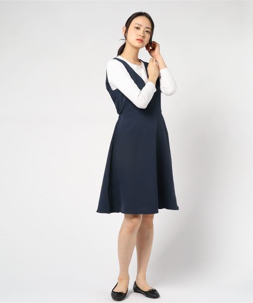 GeeRA（ジーラ）の「深Ｖネックジャンスカ（ジャンパースカート・レディース・ブラック/ネイビー/モカ・SMALL/X-LARGE/MEDIUM/LARGE/XX-LARGE）」の9枚目の写真