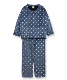 fran de lingerie | memory fleece マイクロフリースハート・マルチボーダー・ケーブルニット風 プルオーバー上下セット(ルームウェア/パジャマ)