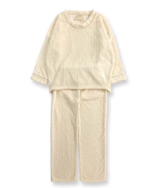 fran de lingerie（フランデランジェリー）の「memory fleece マイクロフリース プルオーバー上下セット（ルームウェア/パジャマ・レディース・ホワイト/パープル/ネイビー/オフホワイト/ピンク/オレンジ/ミント/ダークブルー/ワイン/グレー/ブルーパープル・M-L）」の3枚目の写真