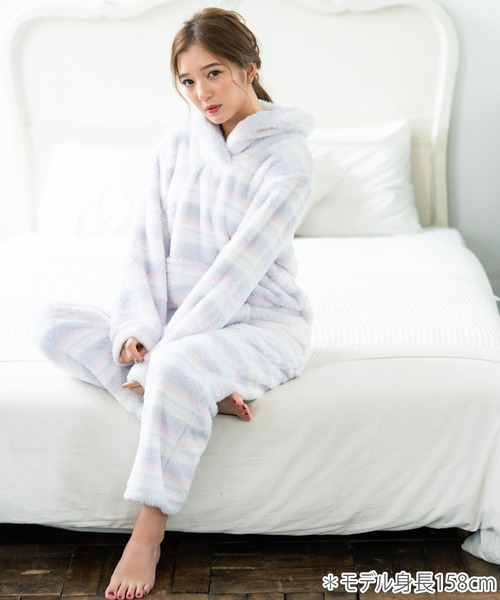 fran de lingerie（フランデランジェリー）の「memory fleece マイクロフリース プルオーバー上下セット（ルームウェア/パジャマ・レディース・ホワイト/パープル/ネイビー/オフホワイト/ピンク/オレンジ/ミント/ダークブルー/ワイン/グレー/ブルーパープル・M-L）」の20枚目の写真