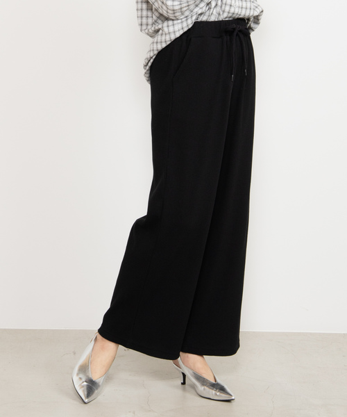 WEGO(ウィゴー)の「WEGO/リブワイドパンツ(その他パンツ・レディース・ブラック/パープル/ブラウン/杢グレー・FREE)」の2枚目の写真