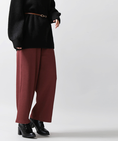 WEGO(ウィゴー)の「WEGO/リブワイドパンツ(その他パンツ・レディース・ブラック/パープル/ブラウン/杢グレー・FREE)」の6枚目の写真