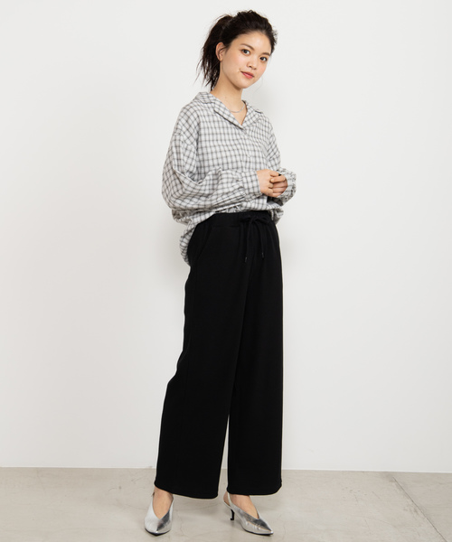 WEGO(ウィゴー)の「WEGO/リブワイドパンツ(その他パンツ・レディース・ブラック/パープル/ブラウン/杢グレー・FREE)」の8枚目の写真