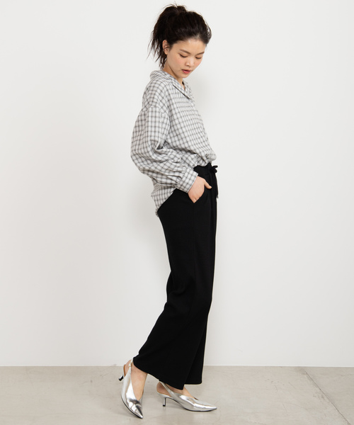 WEGO(ウィゴー)の「WEGO/リブワイドパンツ(その他パンツ・レディース・ブラック/パープル/ブラウン/杢グレー・FREE)」の9枚目の写真