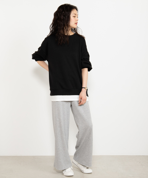 WEGO(ウィゴー)の「WEGO/リブワイドパンツ(その他パンツ・レディース・ブラック/パープル/ブラウン/杢グレー・FREE)」の10枚目の写真