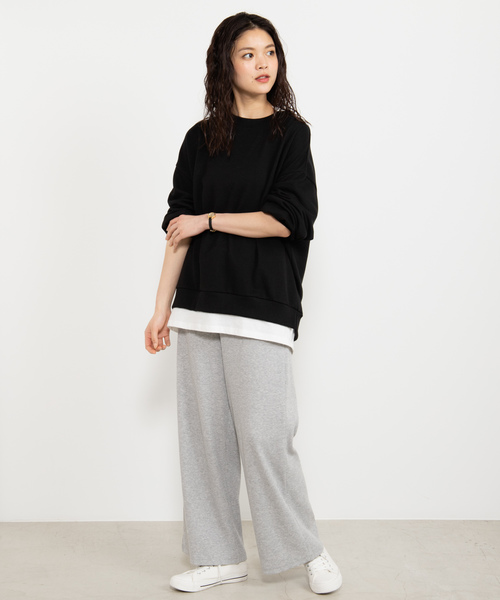 WEGO(ウィゴー)の「WEGO/リブワイドパンツ(その他パンツ・レディース・ブラック/パープル/ブラウン/杢グレー・FREE)」の12枚目の写真