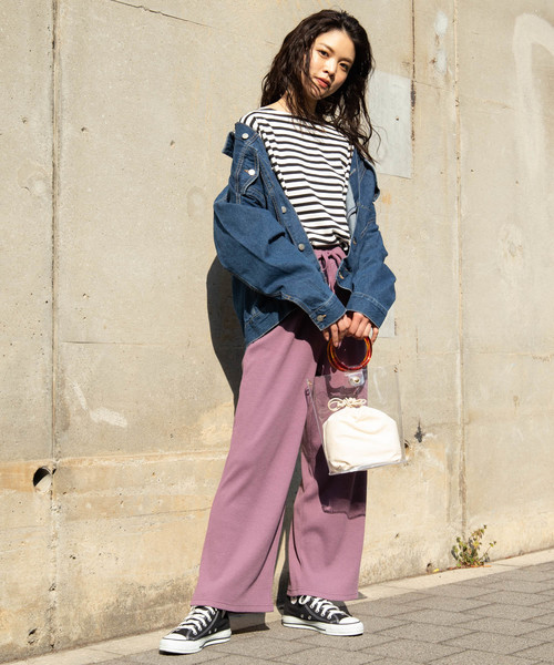 WEGO(ウィゴー)の「WEGO/リブワイドパンツ(その他パンツ・レディース・ブラック/パープル/ブラウン/杢グレー・FREE)」の13枚目の写真