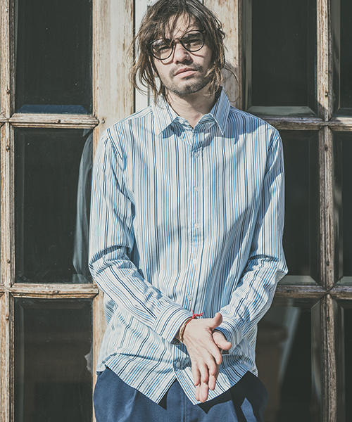 CAMBIO（カンビオ）の「ms3784-ストライプブロードミドルシャツ（シャツ/ブラウス・メンズ・グレー/レッド/ブルー・S/M/L）」の4枚目の写真