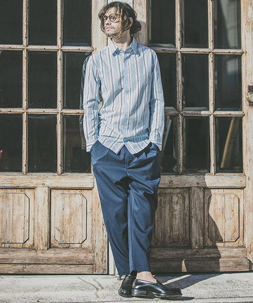 CAMBIO（カンビオ）の「ms3784-ストライプブロードミドルシャツ（シャツ/ブラウス・メンズ・グレー/レッド/ブルー・S/M/L）」の6枚目の写真