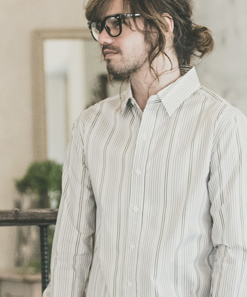 CAMBIO（カンビオ）の「ms3784-ストライプブロードミドルシャツ（シャツ/ブラウス・メンズ・グレー/レッド/ブルー・S/M/L）」の9枚目の写真