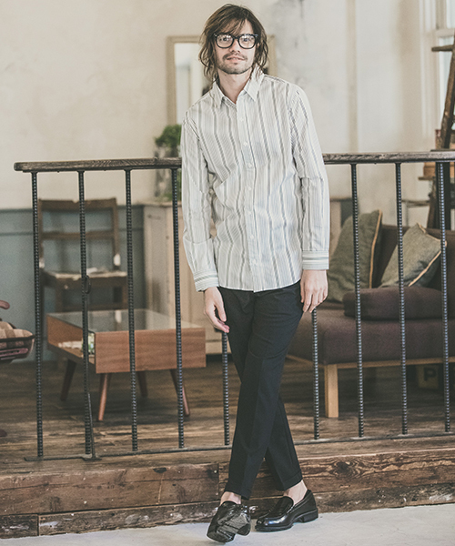 CAMBIO（カンビオ）の「ms3784-ストライプブロードミドルシャツ（シャツ/ブラウス・メンズ・グレー/レッド/ブルー・S/M/L）」の11枚目の写真