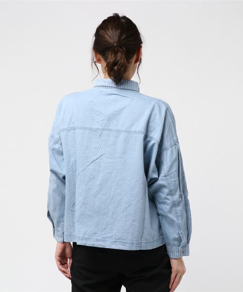 LUGG NAGG(ラグナグ)の「【Jewelobe/ ジュエローブ】 ブロッキングワイドデニムシャツ(シャツ/ブラウス・レディース・サックスブルー/ブルー・FREE)」の4枚目の写真