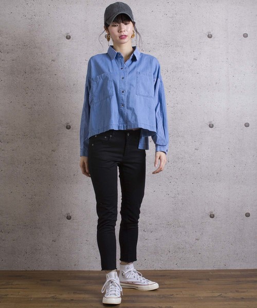 LUGG NAGG(ラグナグ)の「【Jewelobe/ ジュエローブ】 ブロッキングワイドデニムシャツ(シャツ/ブラウス・レディース・サックスブルー/ブルー・FREE)」の6枚目の写真