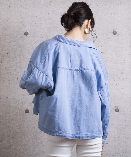 LUGG NAGG(ラグナグ)の「【Jewelobe/ ジュエローブ】 ブロッキングワイドデニムシャツ(シャツ/ブラウス・レディース・サックスブルー/ブルー・FREE)」の8枚目の写真