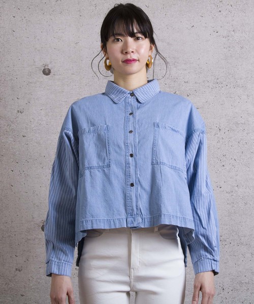 LUGG NAGG(ラグナグ)の「【Jewelobe/ ジュエローブ】 ブロッキングワイドデニムシャツ(シャツ/ブラウス・レディース・サックスブルー/ブルー・FREE)」の9枚目の写真