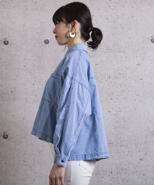 LUGG NAGG(ラグナグ)の「【Jewelobe/ ジュエローブ】 ブロッキングワイドデニムシャツ(シャツ/ブラウス・レディース・サックスブルー/ブルー・FREE)」の10枚目の写真