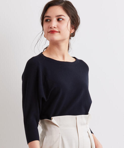 green label relaxing（グリーンレーベルリラクシング）の「[手洗い可能] CS カタアゼ ドルマン 7分袖 ニット ◆（ニット/セーター・レディース・ベージュ/ネイビー/オレンジ系その他・FREE）」の3枚目の写真