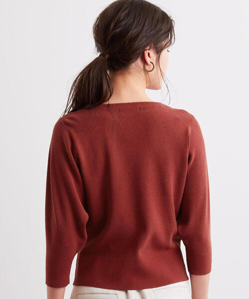 green label relaxing（グリーンレーベルリラクシング）の「[手洗い可能] CS カタアゼ ドルマン 7分袖 ニット ◆（ニット/セーター・レディース・ベージュ/ネイビー/オレンジ系その他・FREE）」の4枚目の写真
