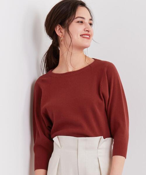 green label relaxing（グリーンレーベルリラクシング）の「[手洗い可能] CS カタアゼ ドルマン 7分袖 ニット ◆（ニット/セーター・レディース・ベージュ/ネイビー/オレンジ系その他・FREE）」の14枚目の写真