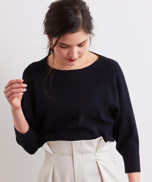 green label relaxing（グリーンレーベルリラクシング）の「[手洗い可能] CS カタアゼ ドルマン 7分袖 ニット ◆（ニット/セーター・レディース・ベージュ/ネイビー/オレンジ系その他・FREE）」の15枚目の写真