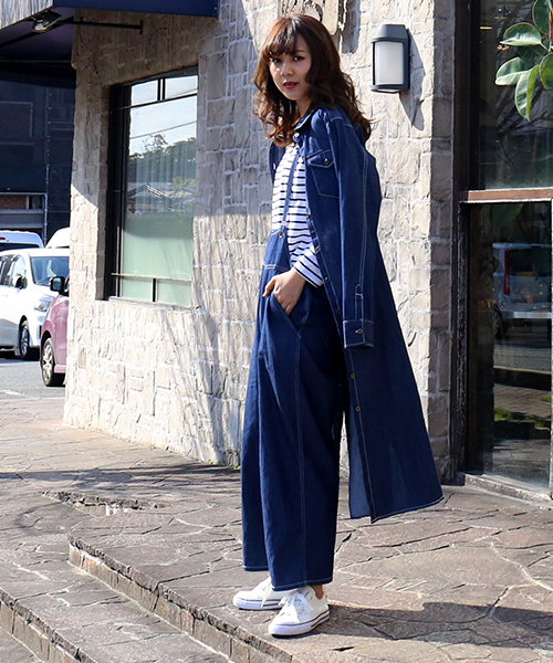 n'ee-ne（ネーネ）の「ロングデニムシャツワンピース（シャツワンピース・レディース・インディゴブルー/ブルー/ブルー系その他・LL/M/L）」の9枚目の写真