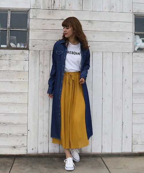 n'ee-ne（ネーネ）の「ロングデニムシャツワンピース（シャツワンピース・レディース・インディゴブルー/ブルー/ブルー系その他・LL/M/L）」の12枚目の写真